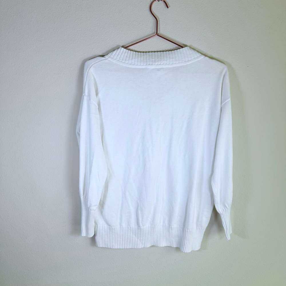 ๐คโจ Vintage Y2K Esprit Organic White V-Neck Sweater โ Size S โจ๐ค Oversized - Picture 3 of 4